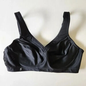 GLAMORISE SPORT Black MagicLift Seamless Wire-Free High Impact Sports Bra SZ 36C
